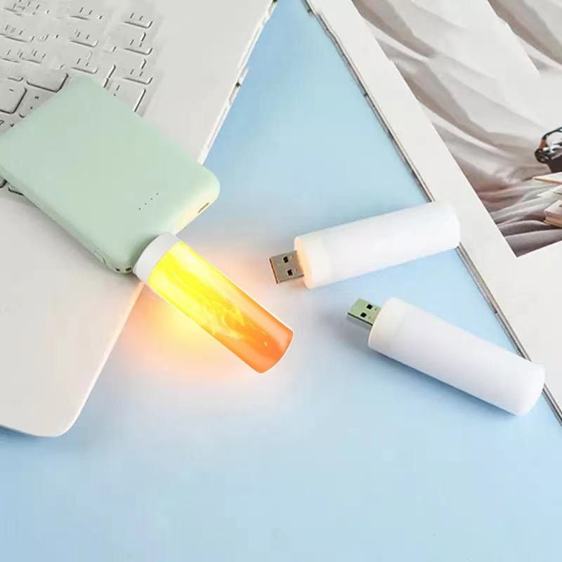USB 분위기 밤 빛 LED 불꽃 깜박이 촛불 조명 보조베터리 침실 룸 장식 테이블 램프에 대 한 책 램프